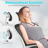 Silla de Oficina Ergonómica Ajustable Respirable, Ajustable, Giratoria de 360°, Reposabrazos Abatibles de 90°, Soporte Lumbar - details 61