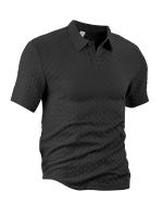 Hombre verano slim transpirable transpiración suelta casual color sólido jacquard hombre manga corta Polo - details 21