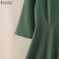 ZANZEA-vestido veraniego de primavera 2025, Vestidos de trabajo de fiesta de manga larga a la moda para mujer, bata por debajo de la rodilla con botones lisos, Vestidos elegantes informales para vacaciones - details 9