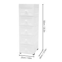 Mueble con 5 Cajones para Oficina, Mueble con Ruedas, color blanco - details 1