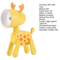 Mini lámpara de noche para el hogar, aspecto Adorable, botón plegable, alimentado por batería, luz LED, lindo perro de dibujos animados, ciervo - details 3