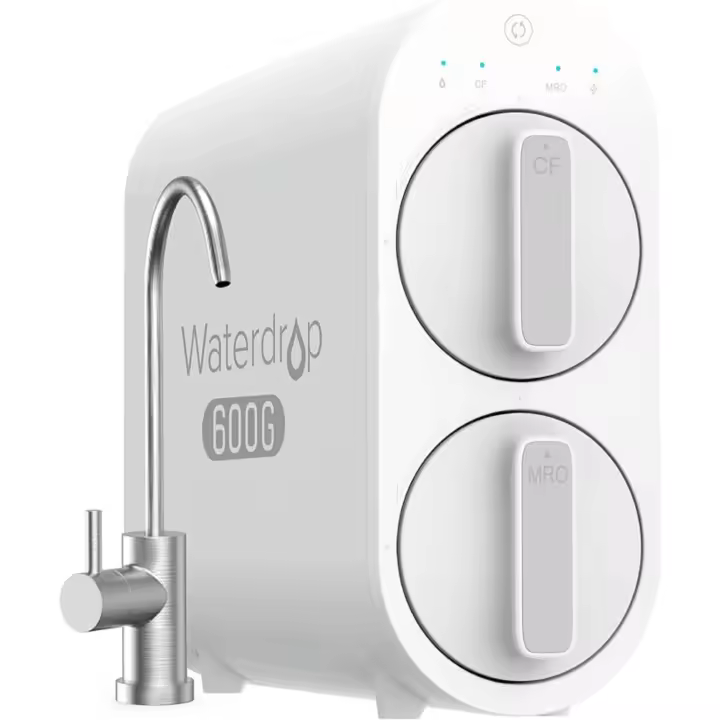 Waterdrop G2P600-W RO Sistema de Filtración de Agua por Ósmosis Inversa, 2271 litros, 2:1 Puro a Drenaje, sin tanque, Sistema de 7 etapas, listado la FCC - 1