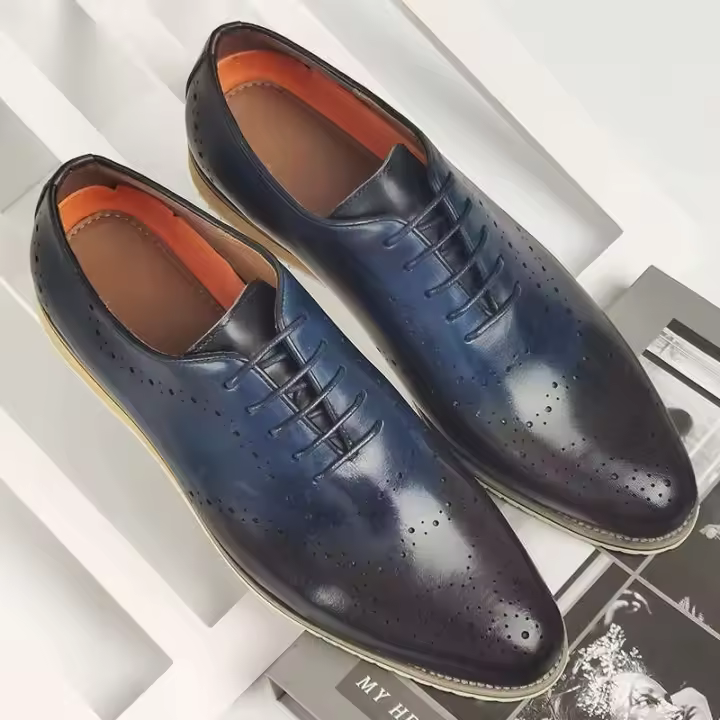 Zapatos de hombre completos de nuevo diseño de moda Oxford de piel de vaca de capa superior - 1