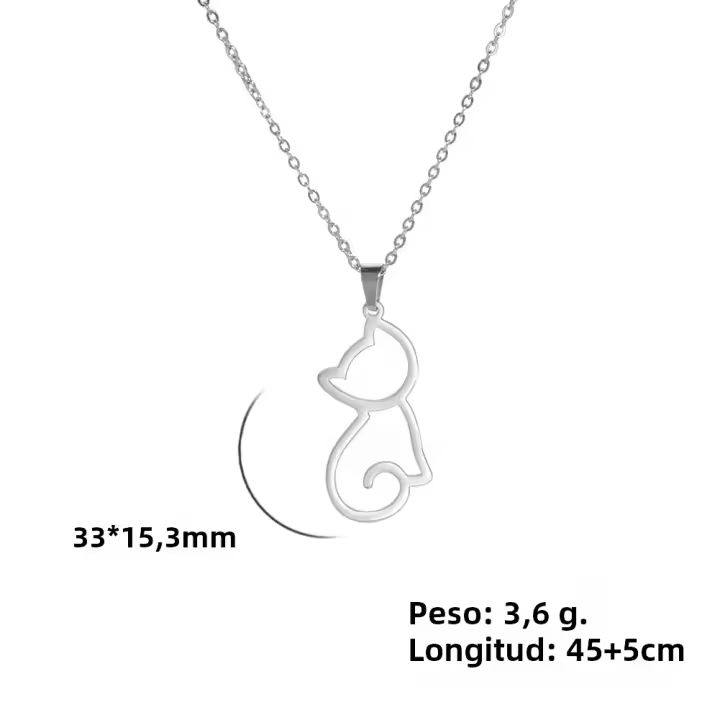 Collar Colgante De Gato Lindo Skyrim Para Mujeres Y Niñas Cadena De Metal Inoxidable Moda Joyería Regalo Amigo Color Frío - 1