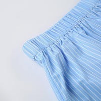 Pantalones cortos básicos cómodos e informales sueltos con botones de cintura elástica tejidos a rayas de verano para mujer - details 92