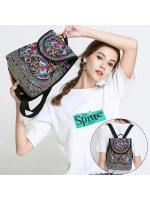Mochila de lona con diseño bordado hecho a mano Retro para mujer, bolso de hombro de viaje, mochila étnica de gran capacidad - details 5