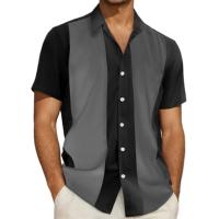 Camisa a rayas para hombre, camisa hawaiana de manga corta con estampado 3d, camisas informales de playa, ropa holgada de gran tamaño con solapa y botones - details 0