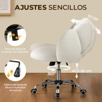 Silla de Escritorio Ergonómica Diseño Nube en Tejido Bouclé Altura Ajustable Ruedas Giratorias - details 3