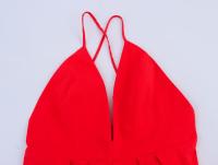 La ropa de las mujeres europeas y americanas es delgada, sentido del diseño de liguero informal, vestido de temperamento sin espalda de nicho rojo - details 3