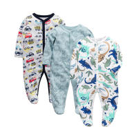 Peleles de algodón para bebés y niños, ropa de una pieza de manga larga con estampado bonito, ropa de primavera, 3 unidades por lote - details 2