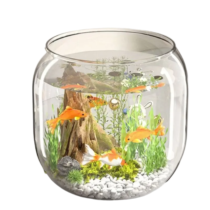 Tanque de peces redondo transparente duradero, pecera antirotura resistente a caídas, tanque de visualización decorativo de plástico para el hogar - 1