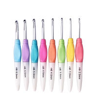 Agujas de Crochet Ergonómicas de Aluminio con Empuñaduras de Goma Suave Colorida 8 Piezas Set Tamaño 2.5-6.0mm Para Costura y Artesanía - details 2