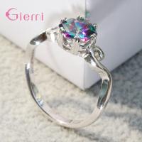 Anillo de Boda de Plata Elegant 925 Zirconia Cúbica Aaa Clara Promesa de Joyería para Mujeres - details 3