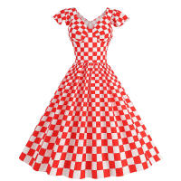 Vestido de fiesta de línea A con cuello en V y estampado de lunares de verano para mujer - details 11