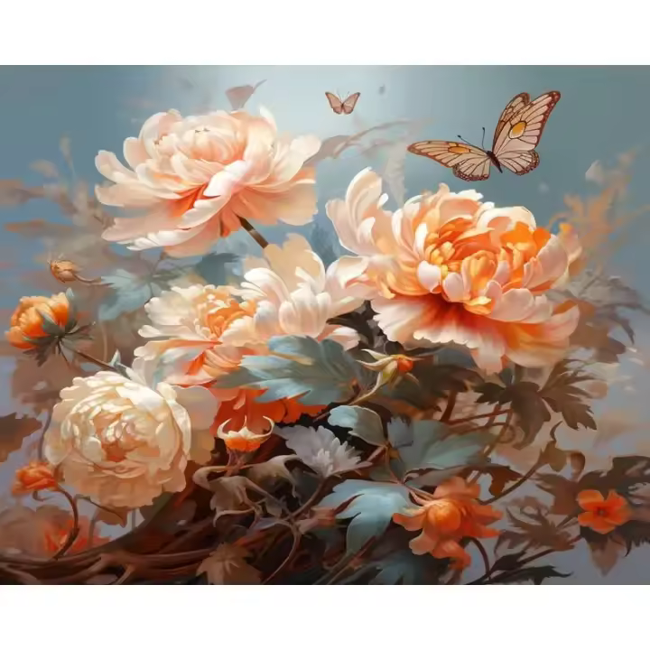 Cuadro de Arte moderno Ruopoty 40x50cm Pintura por números para adultos con imagen de flores ricas en lienzo sin marco para decoración del hogar - 1