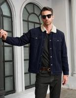 Chaqueta de pana forrada de Sherpa para hombre, chaquetas de camionero, cuello vuelto de algodón, abrigo informal cálido, invierno - details 9