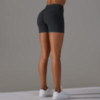 Hamidou pantalones cortos deportivos para mujer, Shorts de Yoga con cintura cruzada, gimnasio, entrenamiento, correr, cintura alta, realce de cadera, sin costuras, Fitness - details 70