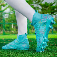 Zapatos de fútbol de caña alta para césped artificial, tacos largos, piel, zapatos de entrenamiento para hombres y mujeres - details 3