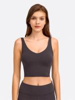 Camiseta sin mangas con estante incorporado, sujetador corto con relleno extraíble, sujetador deportivo tipo palangre para yoga y gimnasio - details 7