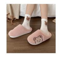 Zapatillas de algodón de animales peludas de invierno para mujer, lindo oso, chanclas de terciopelo cálidas y acogedoras, zapatillas de nube suaves - details 2