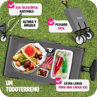 Carro Plegable para Jardín, Carro Transporte en Acero, Carrito Playa con Asa Telescópica, Carretilla Jardín con Lona Extraíble, Carro Camping Multiuso con Bolsa Transporte, Carga 80 kg, Negro - details 14