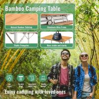 Mesa de Camping Plegable de bambú de 100 x 72 cm para 4 a 6 Personas, Marco Estable de Aluminio, 3 Alturas Ajustables con Bolsa de Transporte para jardín, Picnic, Camping - details 3