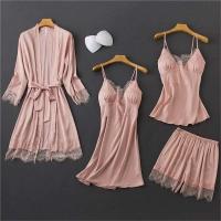 Conjunto de 2 piezas para mujer, camisón con cuello en V, ropa de dormir de seda, ropa, ropa de dormir para el hogar - details 20
