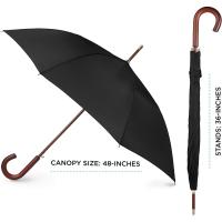 Paraguas de apertura automática, mango clásico de madera con agarre fácil, diseño de dosel resistente al viento, a la lluvia y duradero, versátil - details 5