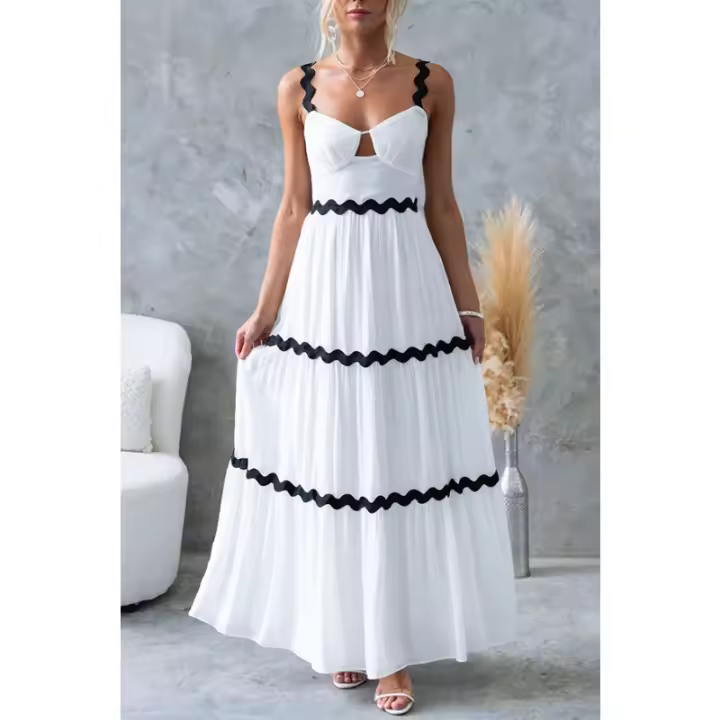 Top corsé con tirantes Ence para mujer 2025, falda voluminosa |   Vestido corto elegante para fiestas, bodas o eventos |   Europeo y - 1