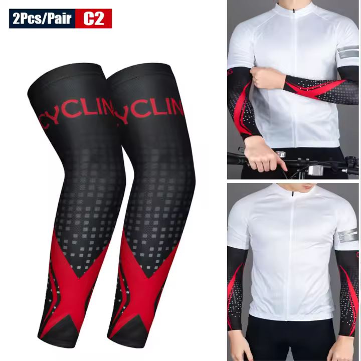 1Pair Sports Cycling Arm Sleeves Anti-UV Sun Protection UPFArm Compression Cover for Running Basketball Football Fishing - 1