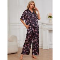 Pijamas mujer primavera y otoño camisa de manga corta de seda de hielo conjunto de pantalones ropa de estar - details 9