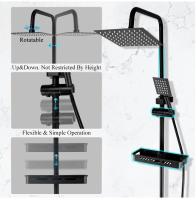 Juego de grifo de baño de latón contemporáneo con mezclador frío y caliente, cabezal de ducha tipo lluvia y cabezal de ducha de mano - details 9
