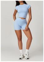 Ropa deportiva de alta resistencia de secado rápido de manga corta Yoga Tre de color sólido - details 11