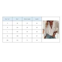 Tops cortos de verano y otoño, camisas, canalé y botones para mujer, camisa informal de manga larga con cuello en V para adultos - details 0