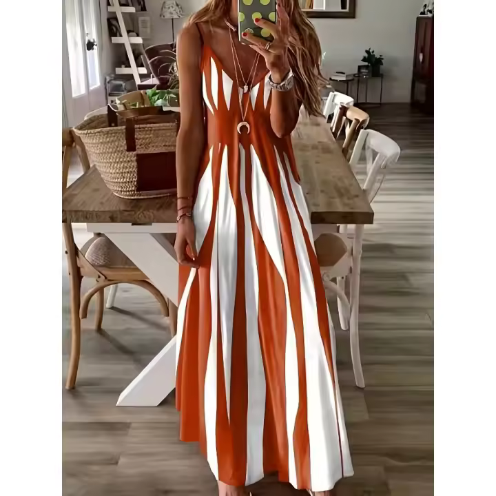 Vestido largo con cuello en V, nueva colección primavera-verano 2025, ropa de mujer - 1
