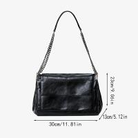 Bolso de hombro estilo vintage para mujer - Bolso hobo de gran capacidad con correa de cadena, cierre magnético y diseño acolchado, negro - details 9