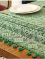 Mantel de crochet verde retro, funda de tela hueca, ENCE para el hogar, decoración de mantel de mesa de comedor - details 6
