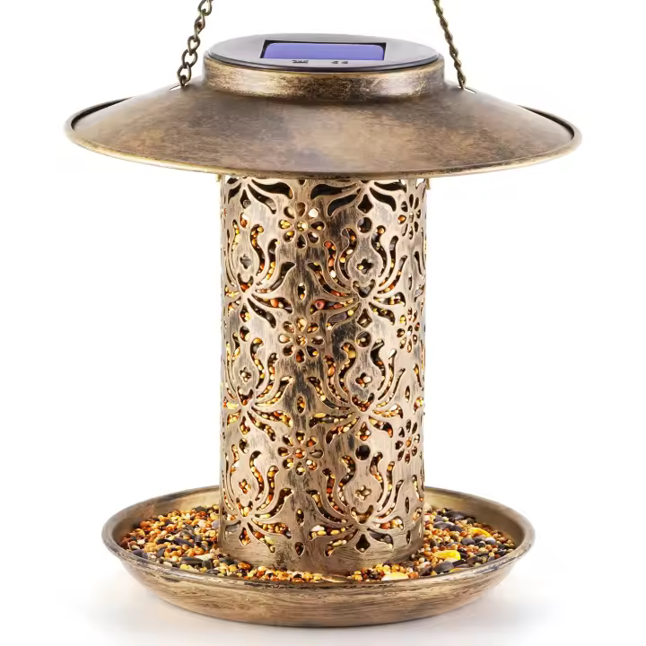 Alimentador de Pájaros Solar Colgante de Metal para Pájaros Silvestres para Jardín - 1