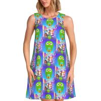 Vestido Duo de búho sin mangas informal para mujer, divertido pájaro verde, viajes personalizados, D-Duogos - details 80