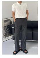 Cuello de gama alta de verano para hombre, top de punto de manga delgada informal, efecto de pérdida de peso, estilo coreano, moda de color sólido - details 6