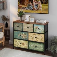 Mueble de Almacenamiento Cómodo con 9 Cajones Diseño Industrial de Metal con Superficie de Madera y Cajones de Tela para Sala de Estar, Habitación Infantil, Pasillo Estilo Rústico - details 14
