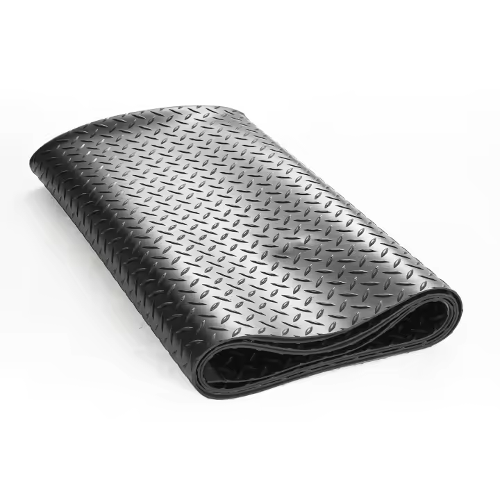 SucceBuy Rollo de suelo de goma con placa de diamante, alfombrilla de garaje SBR de 3 mm x 4 pies x 6 pies, fácil de limpiar, para debajo de automóviles, garaje, uso industrial, gimnasio, negro - 1