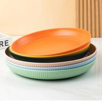 23cm Round Salad Dessert Dinner Plate Stackable Unbreakable Reusable 4Pcs Wheat Straw Dish Microwave Safe Fruit Plate for Dining - details 0