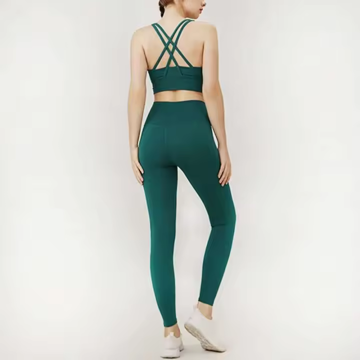 Sujetador y body de yoga, conjunto deportivo de gimnasio de yoga de 2 piezas para correr, ropa deportiva para mujer - 1