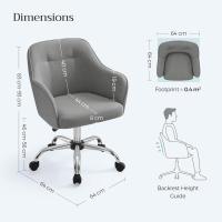 Silla de estudio, giratoria, altura ajustable, carga de 110 kg, marco de acero, tela de algodón-lino transpirable, para estudio, dormitorio, marrón OBG019K01 - details 38