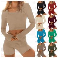 BUNO-Conjunto de ropa de estar por casa para mujer, tops ajustados de manga larga y pantalones cortos de motorista, 2 piezas, verano, 2025 - details 1