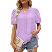 2025 verano nuevo empalme de encaje lunares camisa de manga corta camisa de mujer top ropa de mujer - details 2