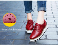 Zapatos de cuero genuino de alta calidad para mujer, zapatos Derby planos Brogue informales, zapatos Oxford formales Retro Brock para mujer - details 3