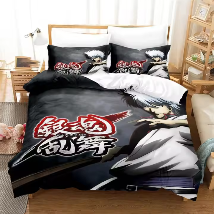 Juego de Ropa de Cama de Anime Gintama Gintoki Sakata Funda de Edredón de 3D Impresa - 1