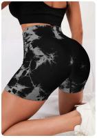 Pantalones de Yoga de Mármol Tie Dye Shorts Deportivos Transpirables de Cintura Alta para Mujeres - details 7